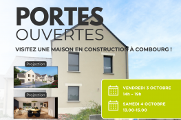 Découvrez nos Portes Ouvertes les 3 et 4 octobre à Combourg ! Visitez une maison de 95 m² en construction, échangez avec nos commerciaux et explorez les terrains disponibles dans le lotissement La Croix Chenot. Événement ouvert à tous.